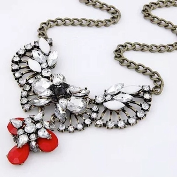Jewelry - RED CRYSTAL STATEMENT NECKLACE #159